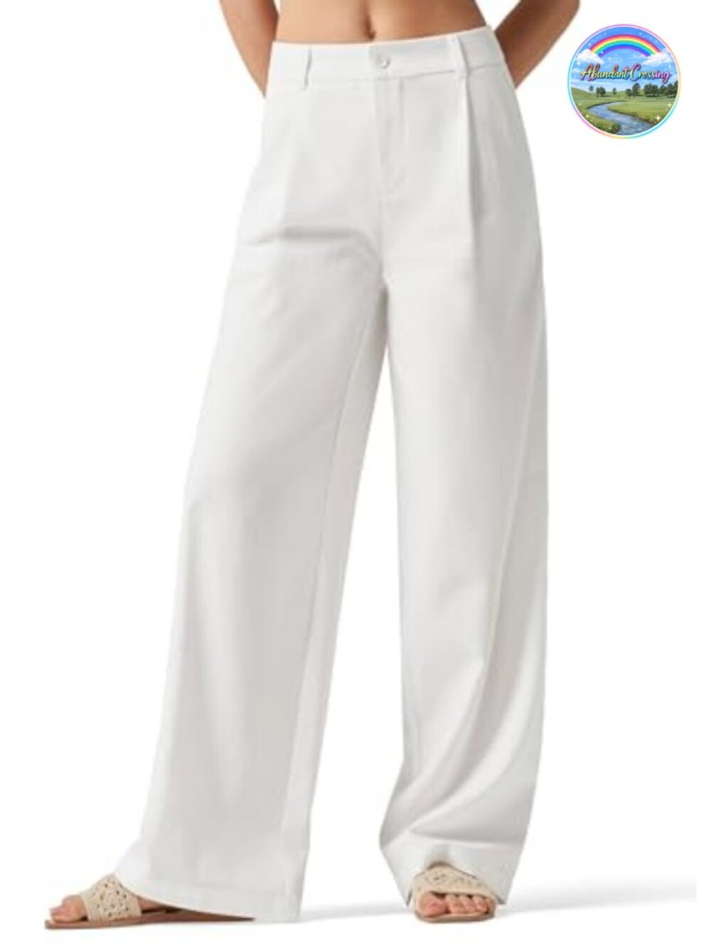 Women's Linen Wide Leg Pants High Waisted Palazzo with Pockets